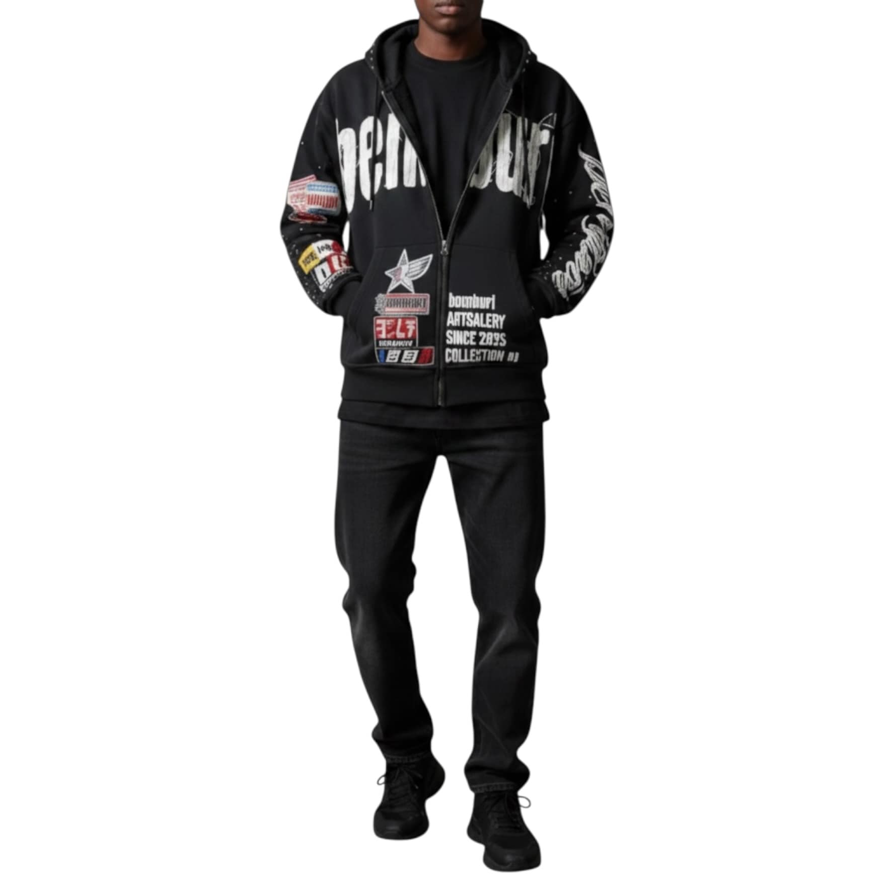 Bemburi Racing Zip Up Hoodie (Black)