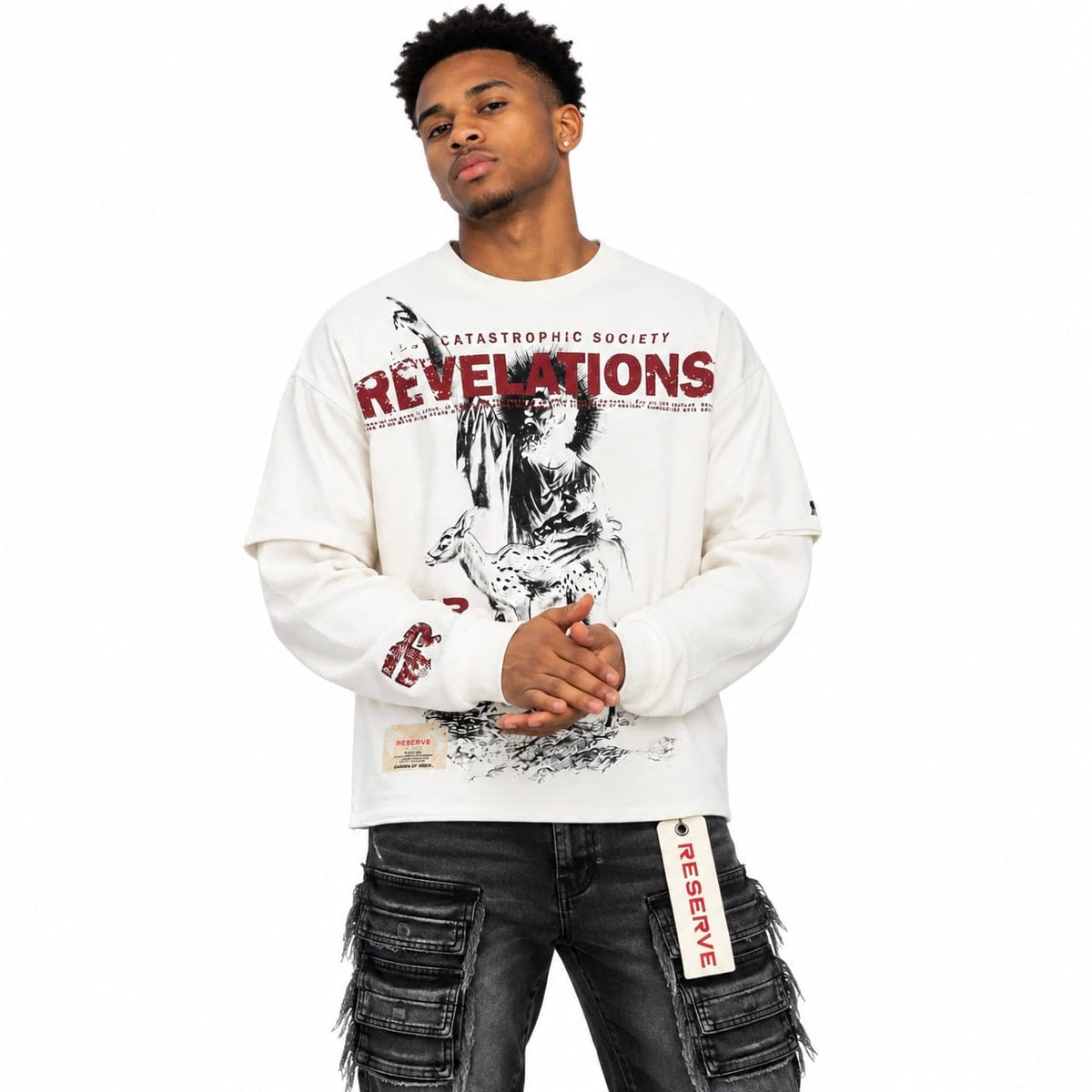 GFTD La Society Crewneck Long Sleeve Tee (White)
