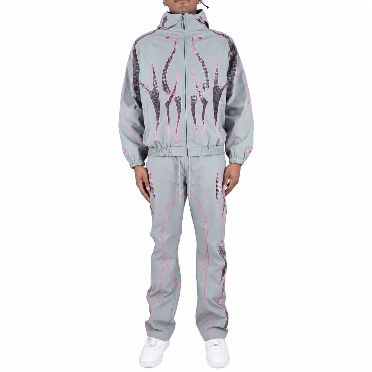 R3bel Denim Hooded Windbreaker Set (Grey) 3163-835
