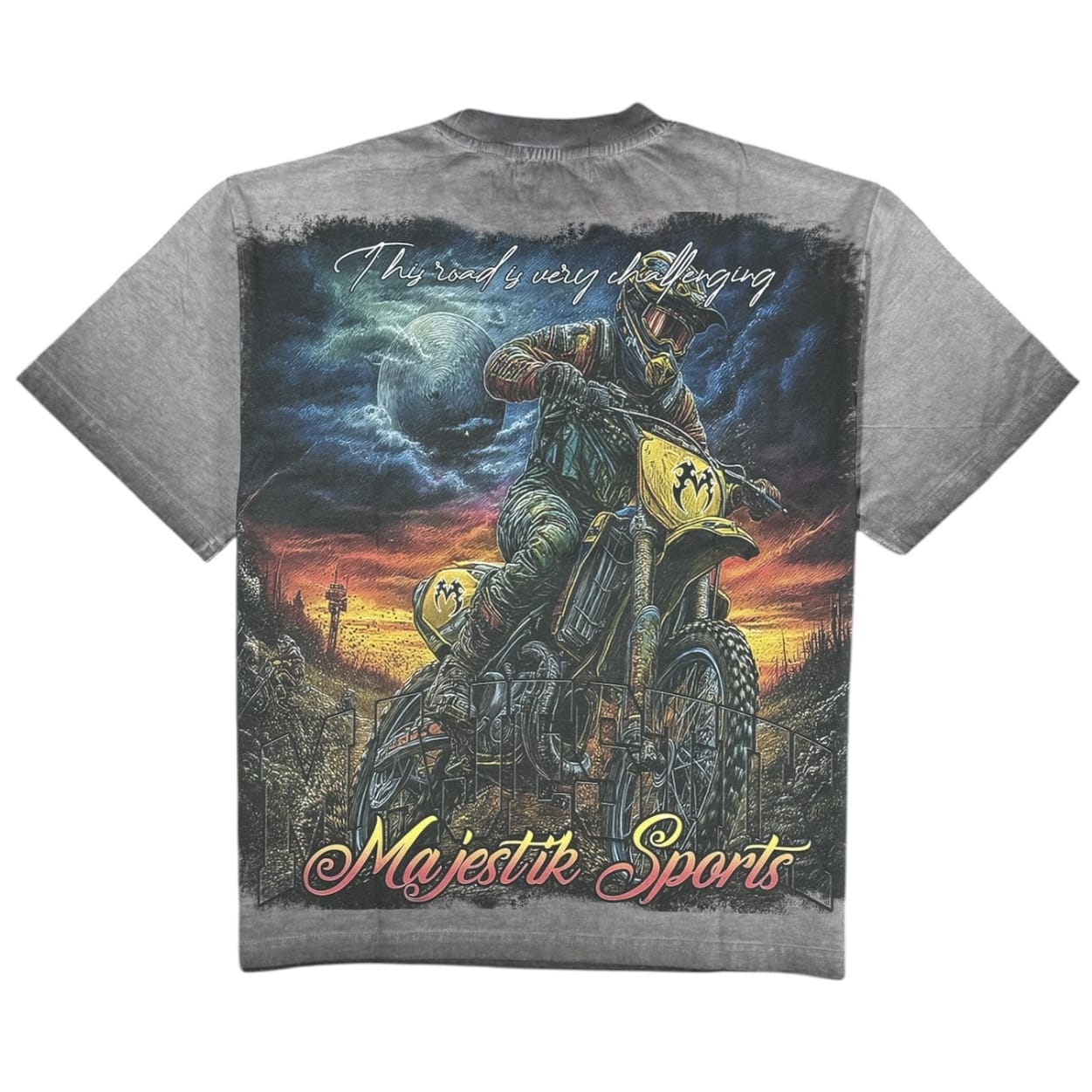 Majestik Dirt Bike Offroad Rhinestone Tee (Grey)