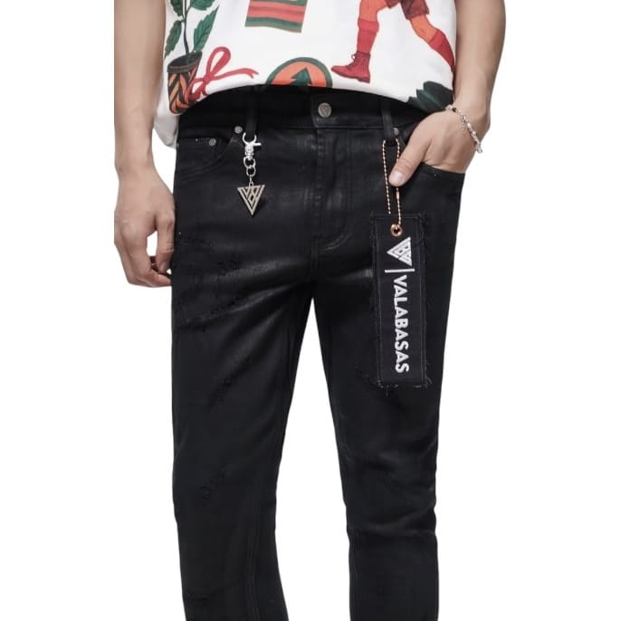 Valabasas Wired Stacked Jeans (Black Waxed) VLBS-VJ3-1103
