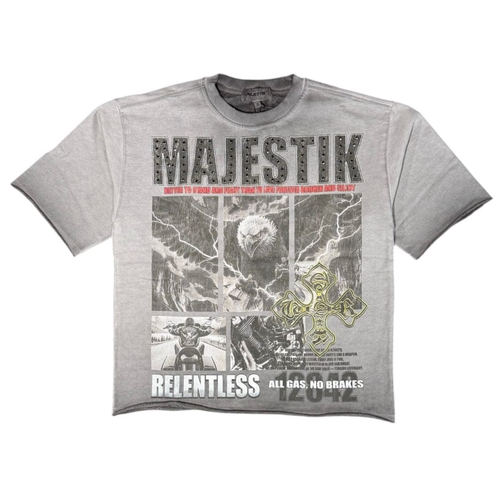 Majestik Relentless Garment Dyed Print F.Terry Tee (Grey) FT2615