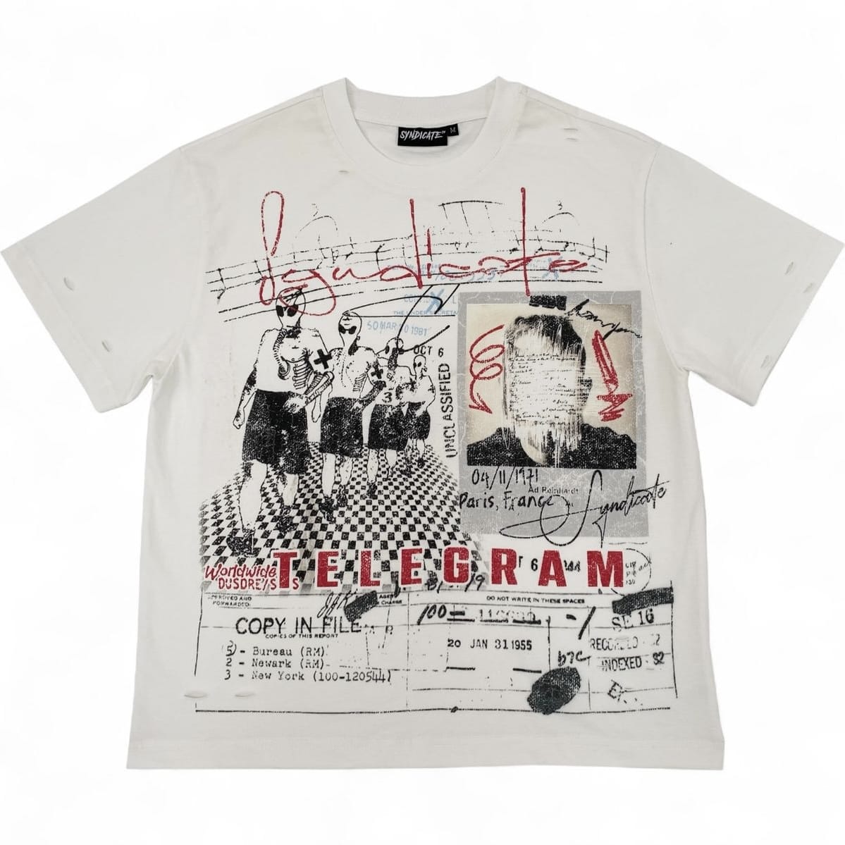 The Syndicate Telegram Tee (White)