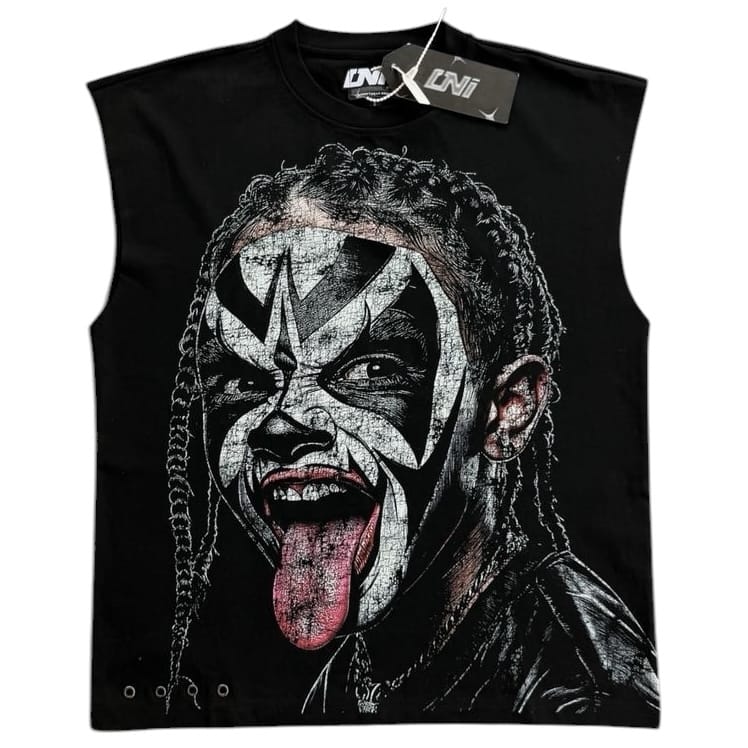 Rich Oni Wild Face Graphic Sleeveless Tank Top Tee (Black) RO-TK-2002