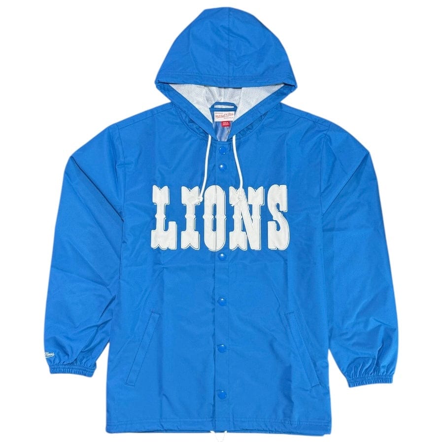 Mitchell & Ness NFL Detroit Lions Hooded Coaches Jacket (Blue)