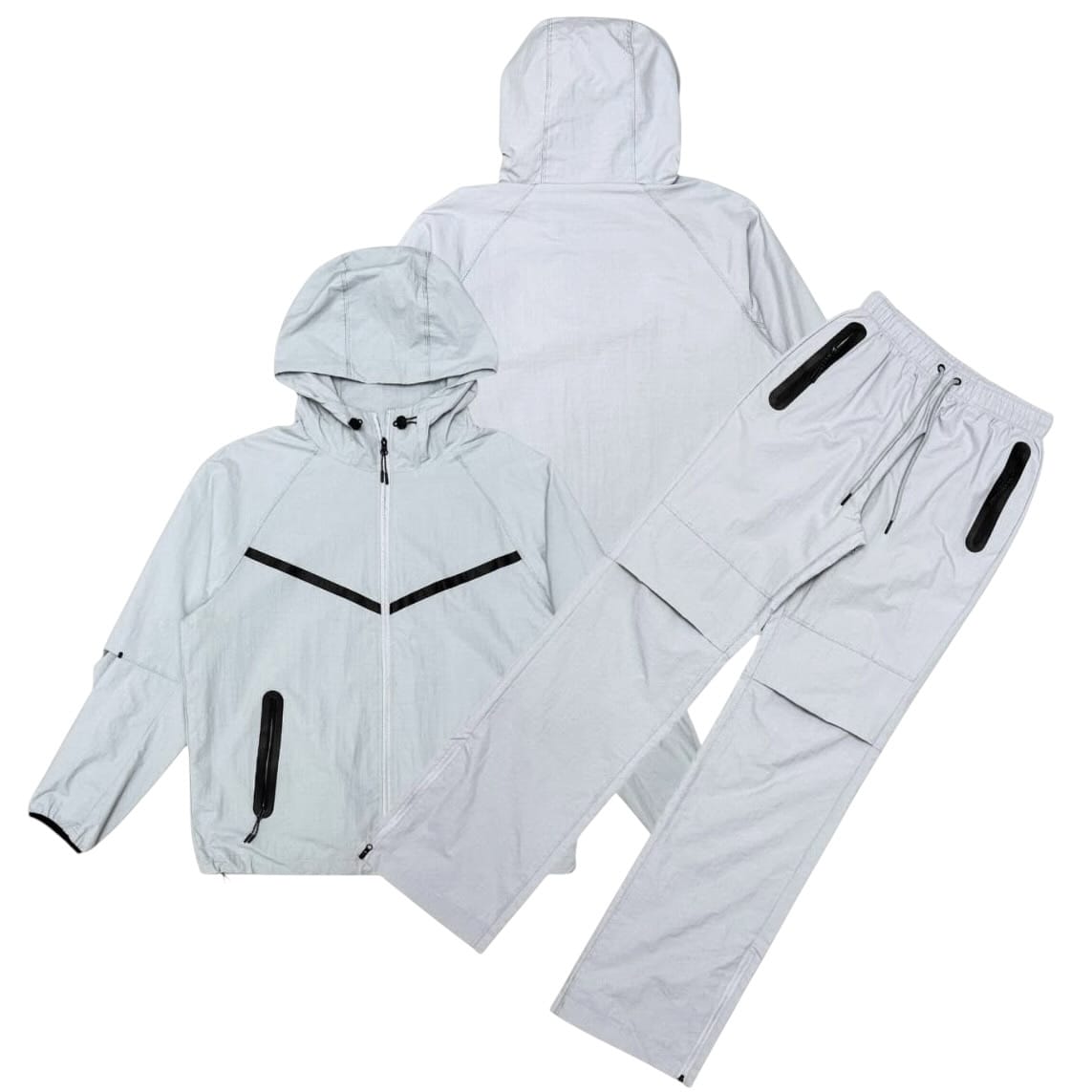 Civilized Nylon Zip Hoodie & Pants Tech Set (Light Grey) RF260-LGY