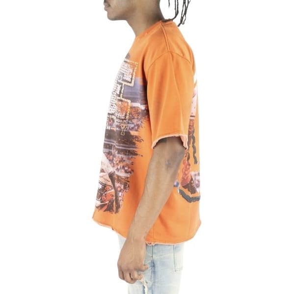 R3bel Denim Hot Only One French Terry Rhinestone Tee (Orange)