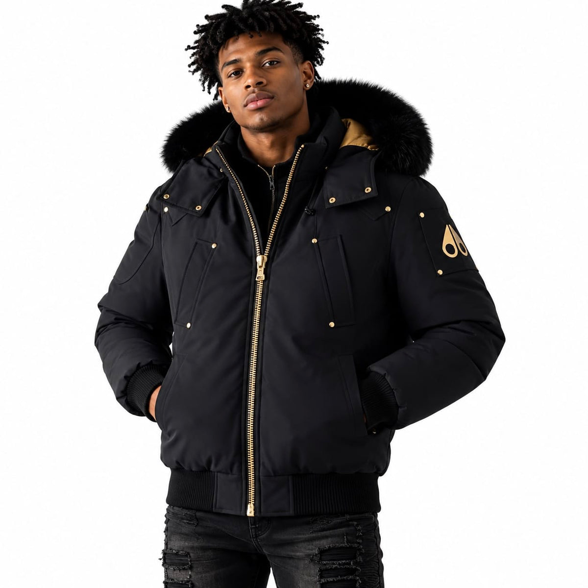 Moose Knuckles Gold Series Original Ballistic Bomber Jacket (Black/Gold)
