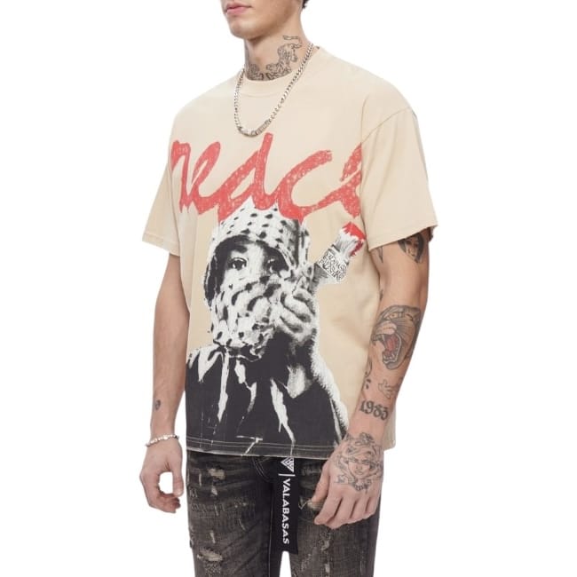 Valabasas Peace Over Purge Tee (Beige) VLBS-VT1-1105