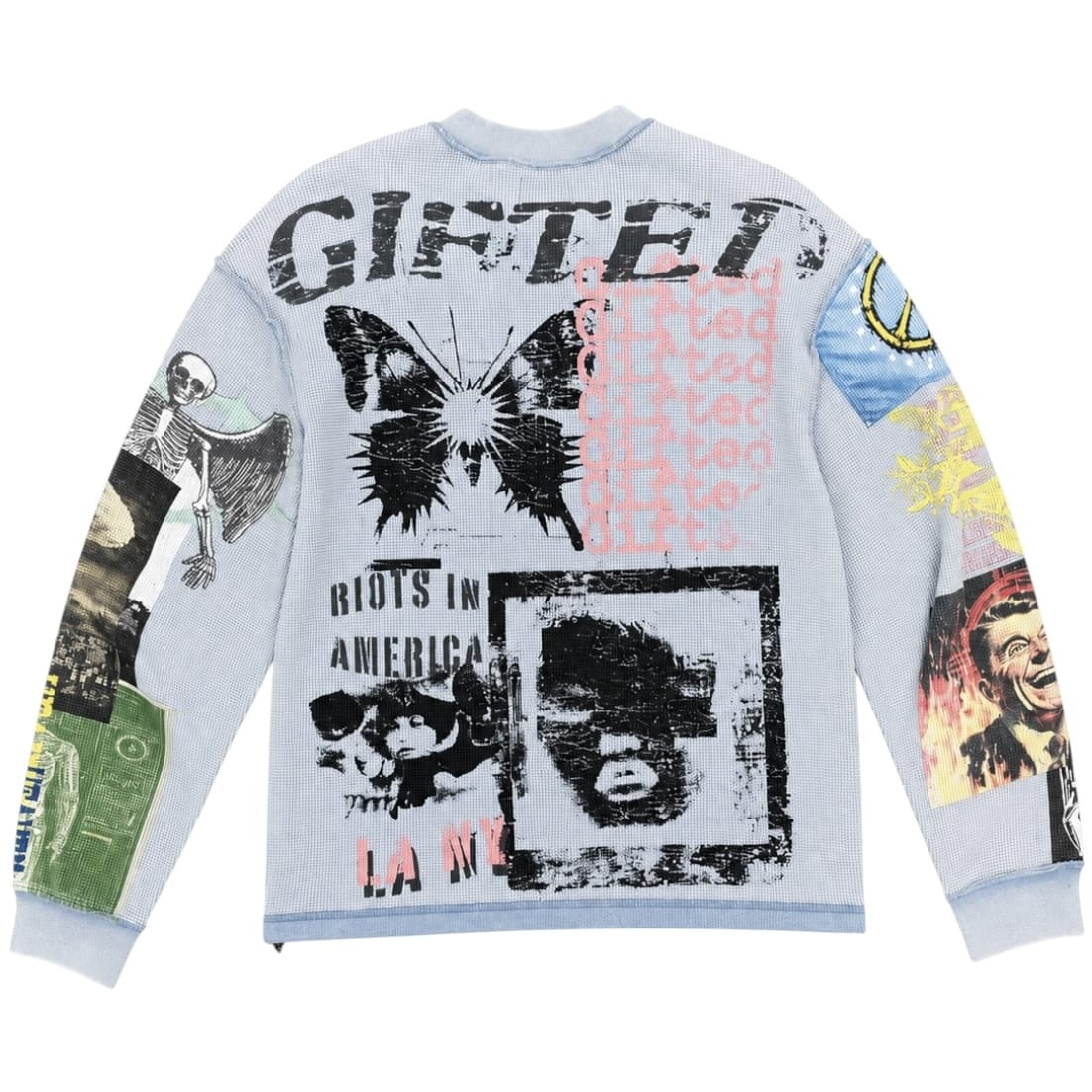 GFTD La Riots In America Crewneck Long Sleeve Tee (America Blue)
