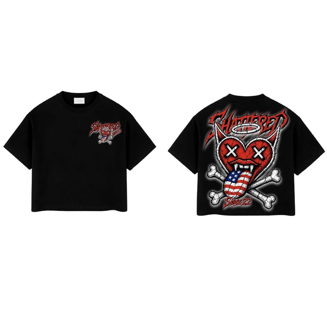 Shattered Hearts Rolling Hearts Tee (Black)