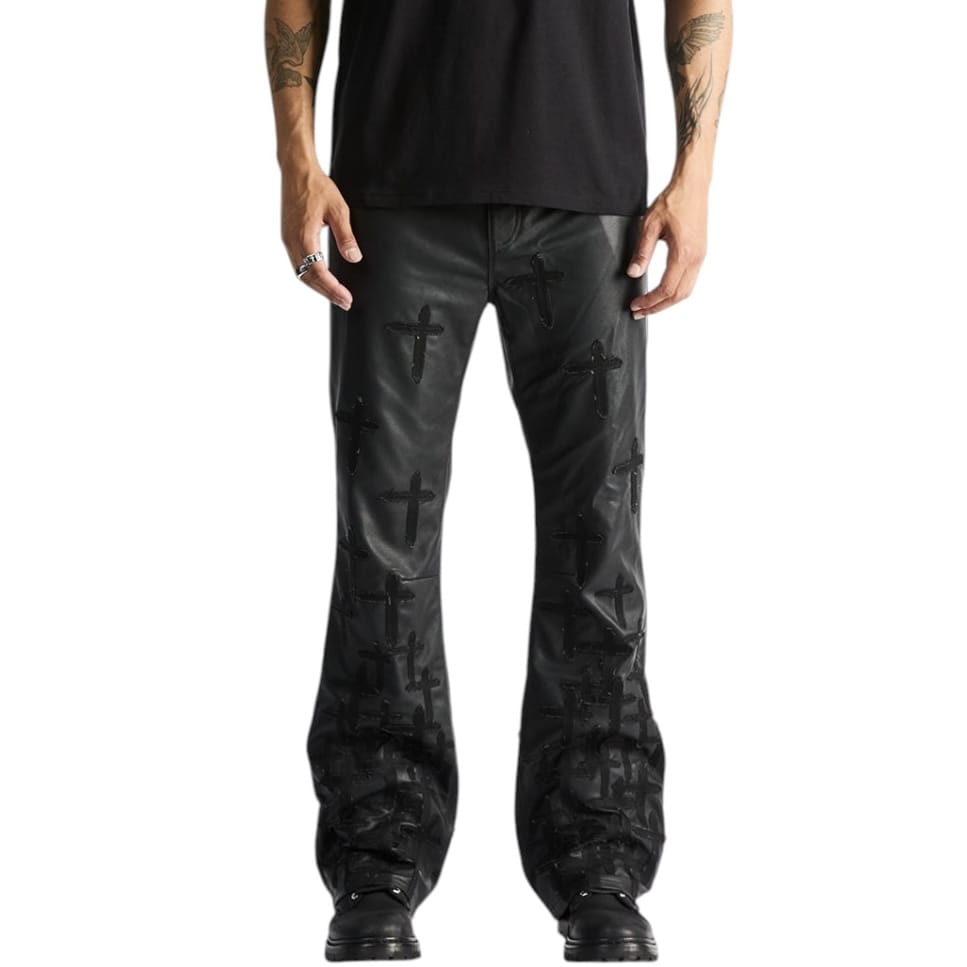 Rta Mael Slim Flare Jean (Black Descending Cross)