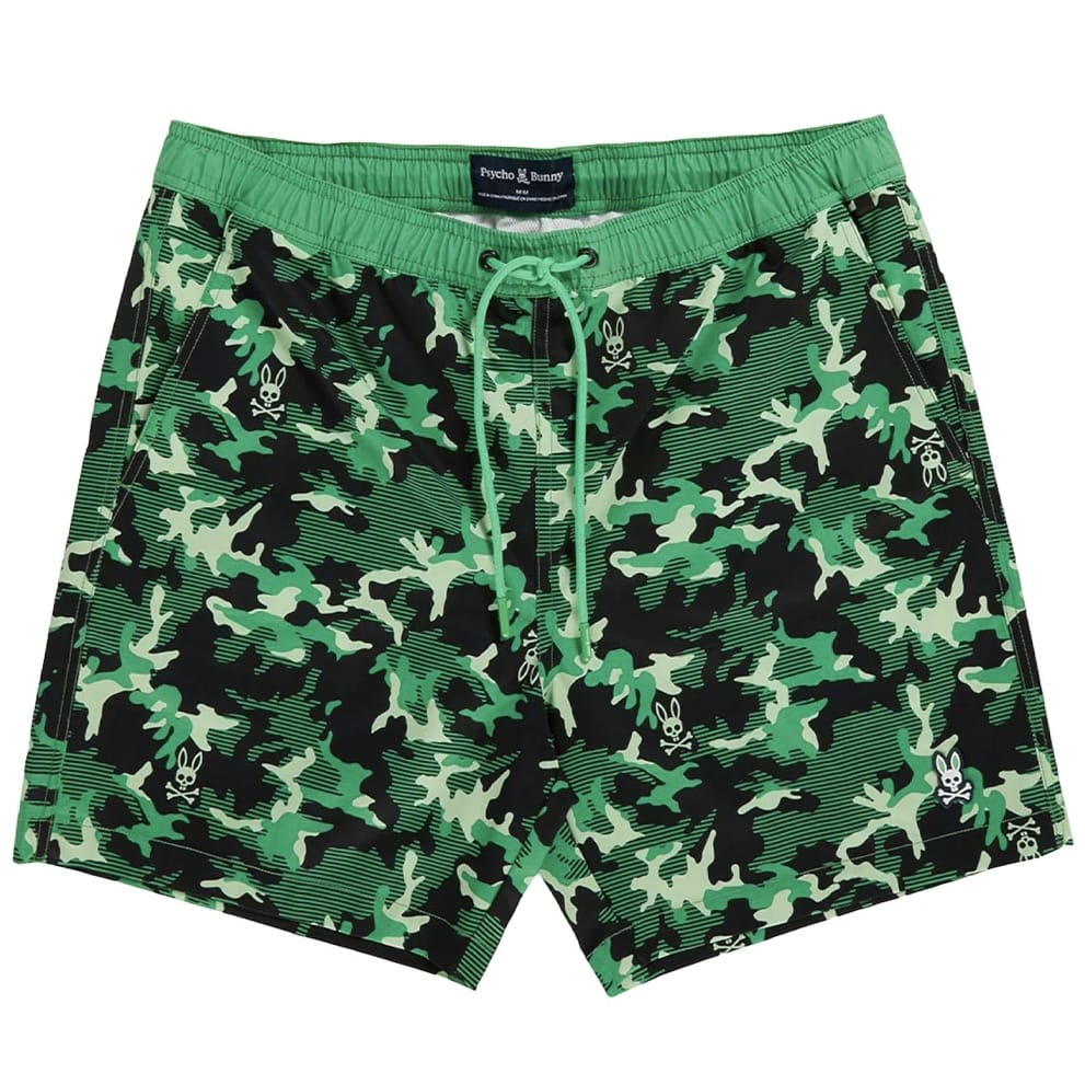 Psycho Bunny Rye All Over Print Swing Trunk (Green/Black) B6W913Y1PO