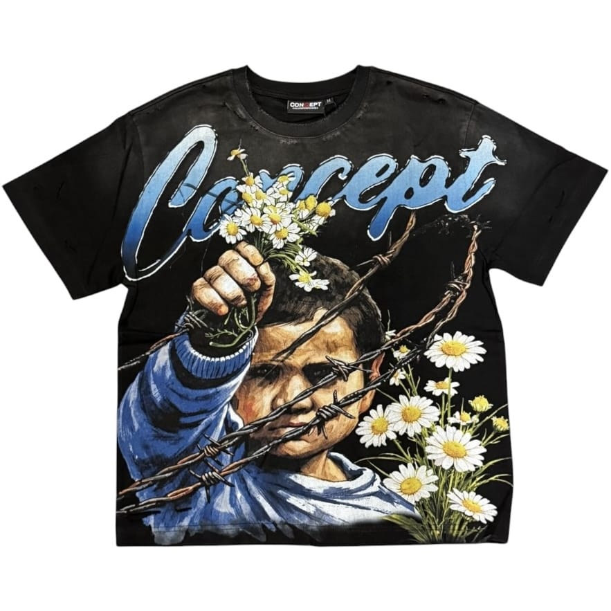 Concept La Flowers Tee (Black Wash)