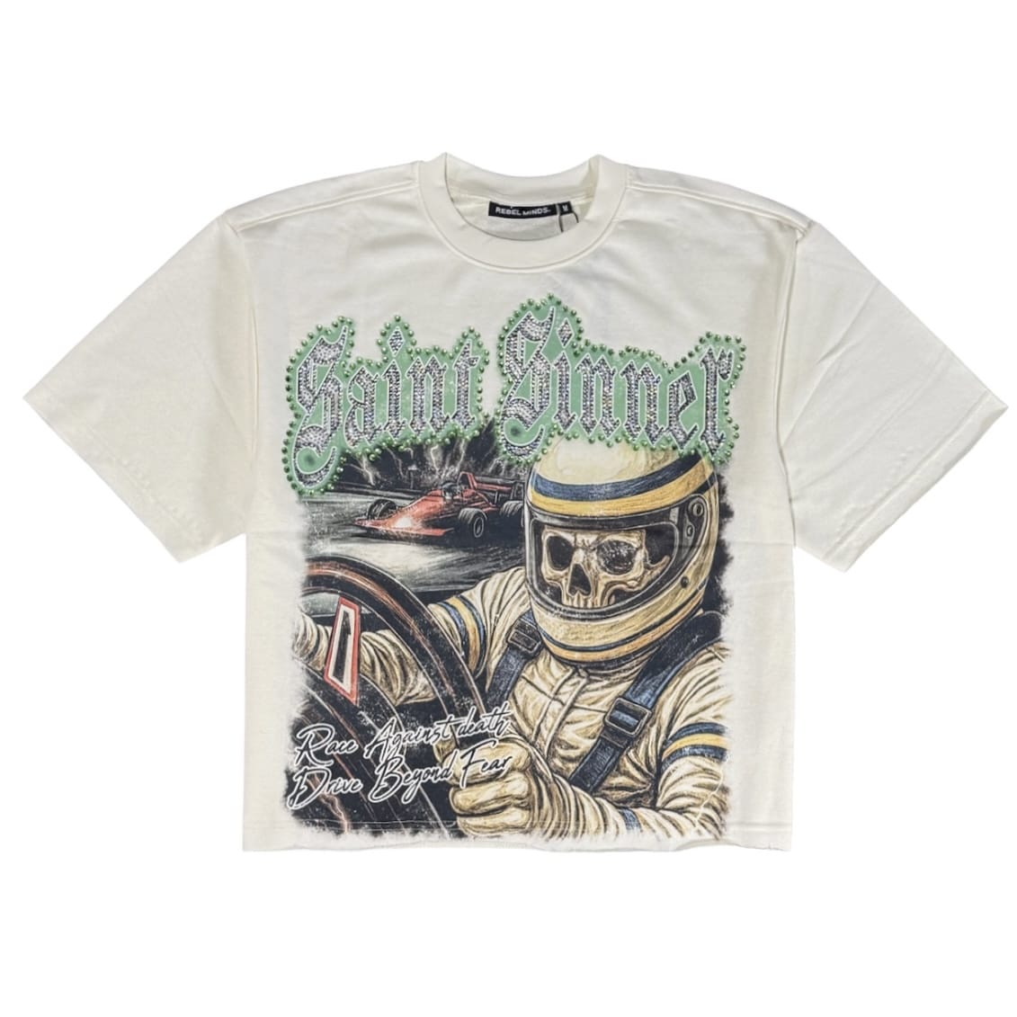 Rebel Minds Saint Sinner Driver French Terry Cop Tee (Cream) 610-11170