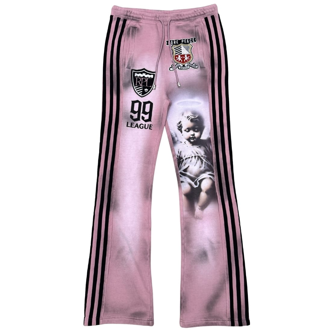 Rare Peace Cut & Sew Zip Hoodie & Jogger W/ Patches Set (Dust Pink)