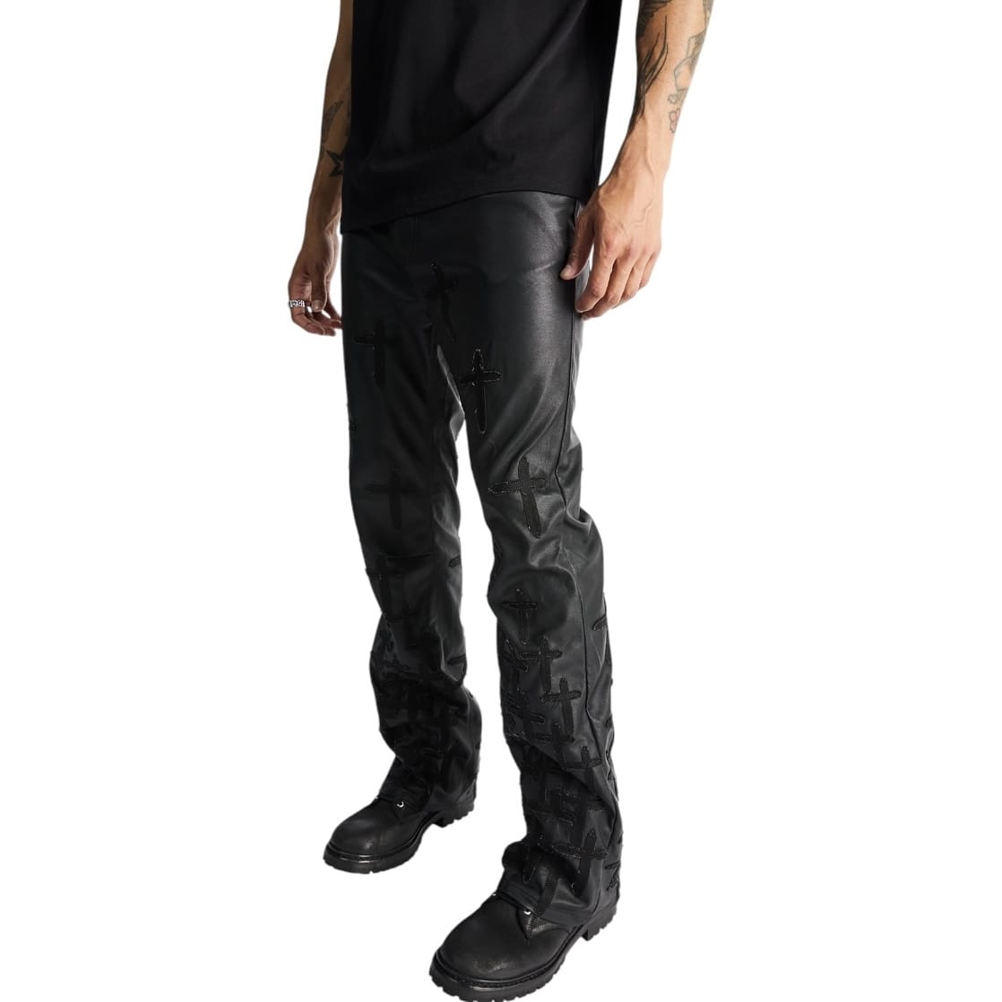Rta Mael Slim Flare Jean (Black Descending Cross)