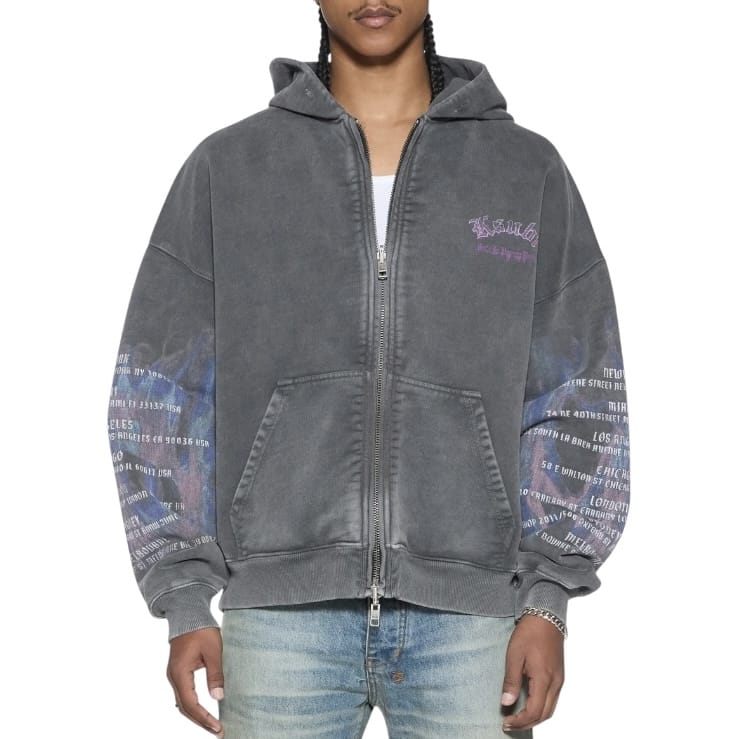 Ksubi Fallen Ekcess Zip Hoodie (Faded Black Charcoal) MSP26FL010