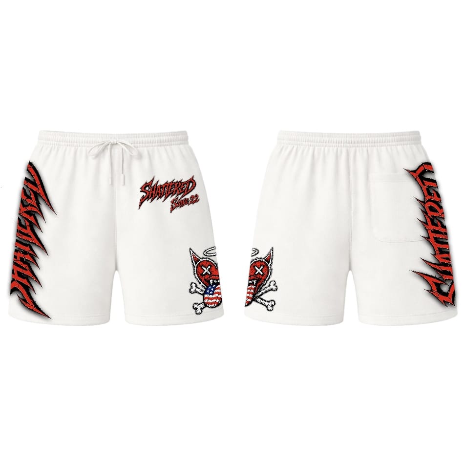 Shattered Hearts Rolling Hearts Short Set (White)