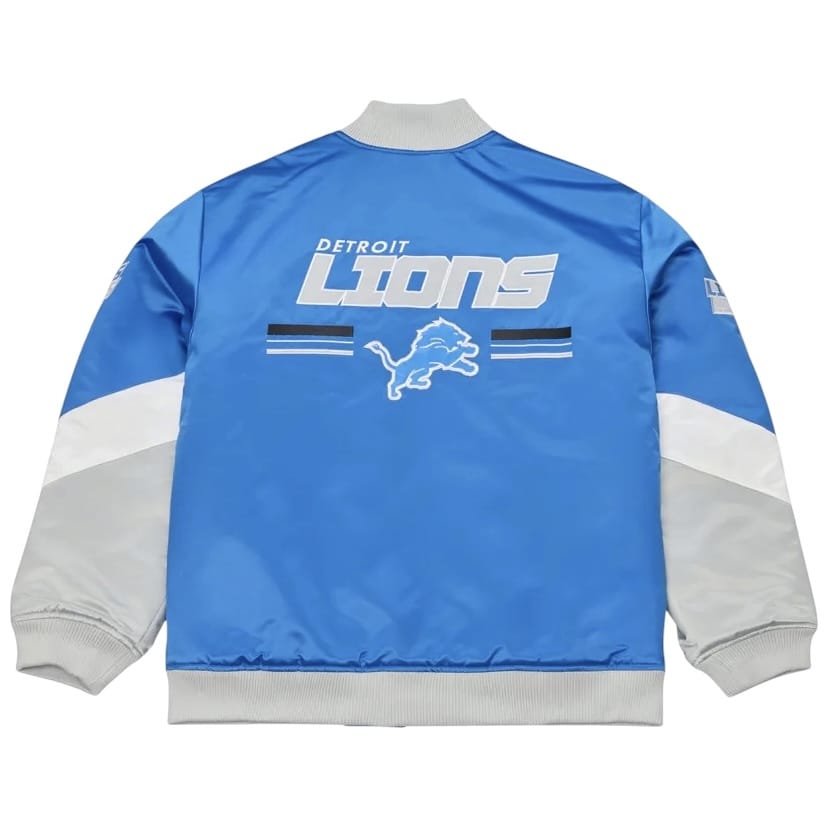 Mitchell & Ness Detroit Lions Triple Check Hwt Satin Full-Zip Jacket (Blue)