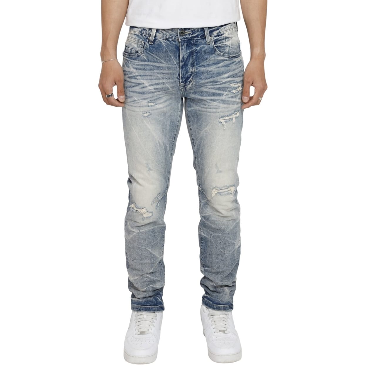 Smoke Rise Honeycomb Effect Washed Jeans (Highland Blue) JP26F205