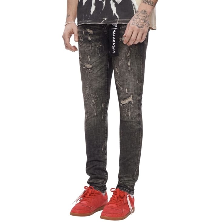 Valabasas Collage Skinny Denim (Grey Vintage Wash) VLBS-VJ1-1011