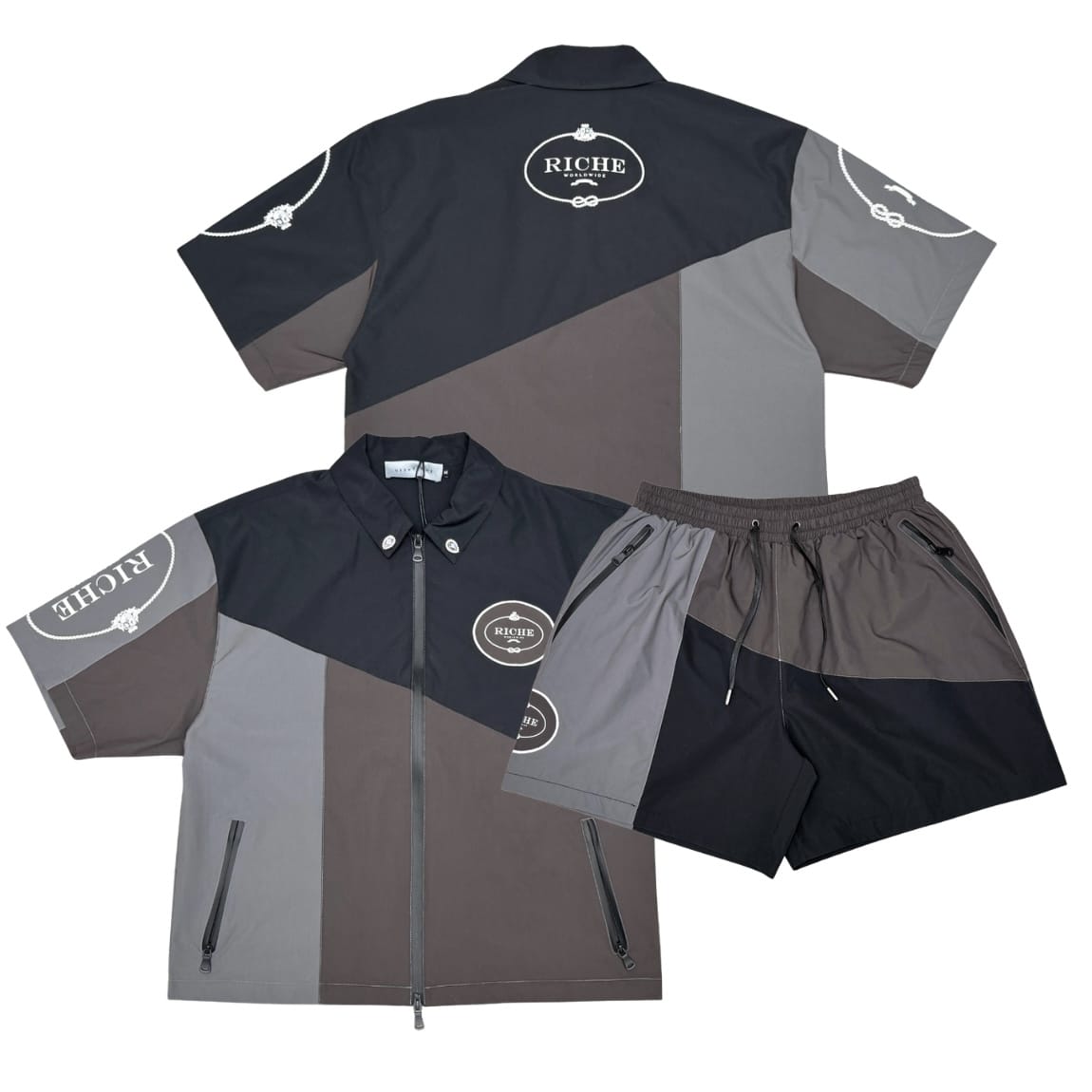 Vie Riche Monoblock Jacket Short Set (Black) VR2050/VR2051-BLK