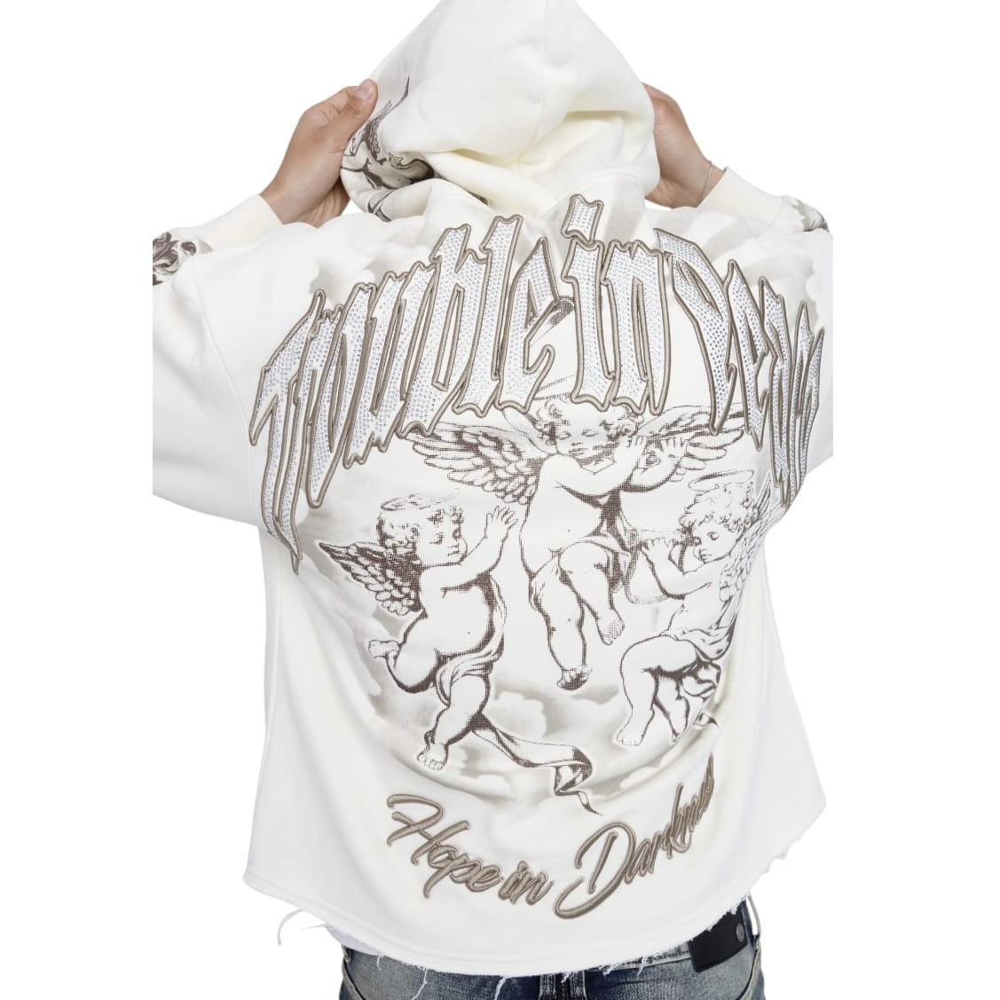 Smoke Rise Trouble In Peace Zip Hoodie (Ecru) FO26F541