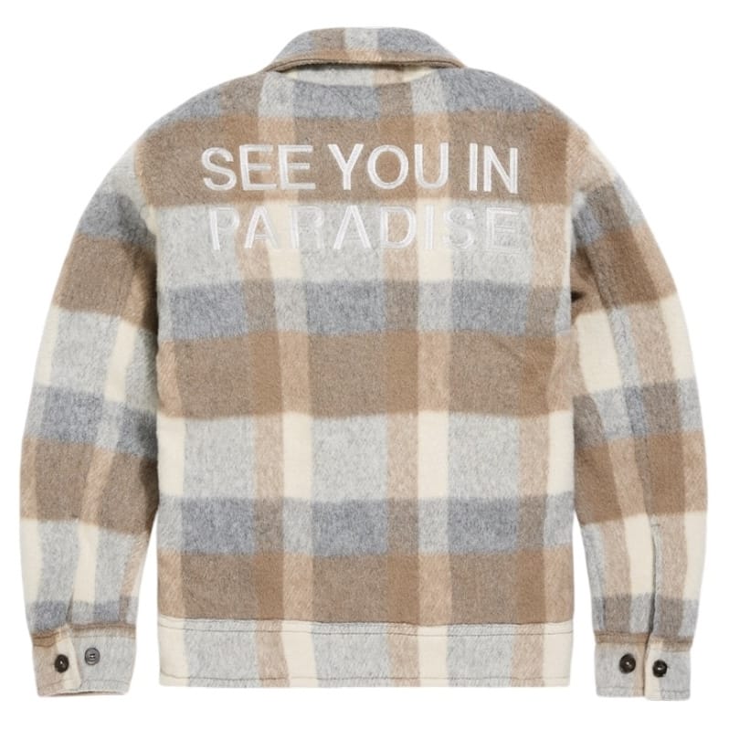 Kids See You In Paradise Hooded Flannel Shacket (Khaki) 2568K