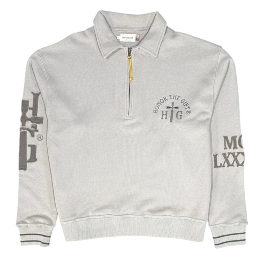 Honor The Gift Prep School Henley Sweater (Grey) HTG220350
