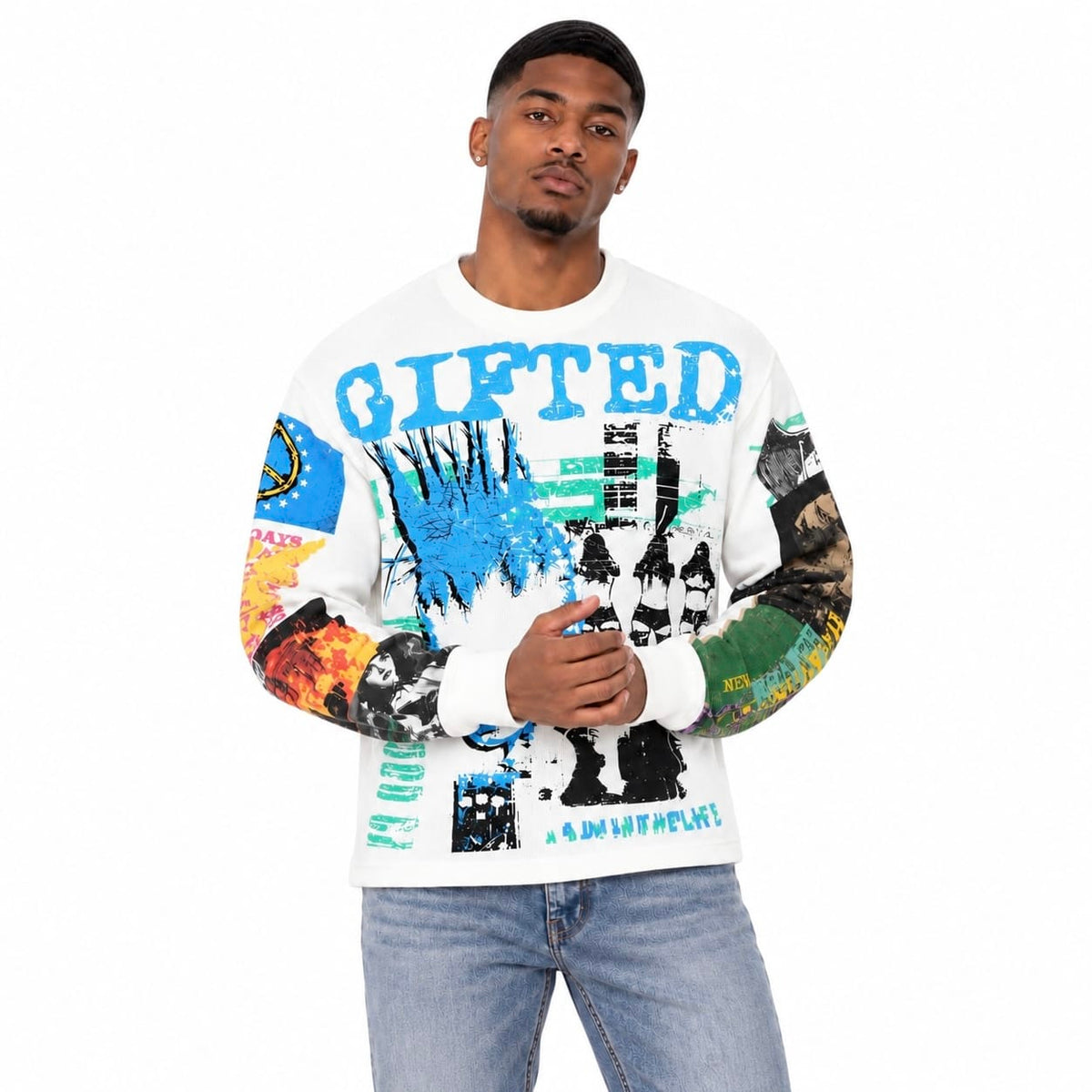 Reserve Riots In America Crewneck Long Sleeve Tee (White)