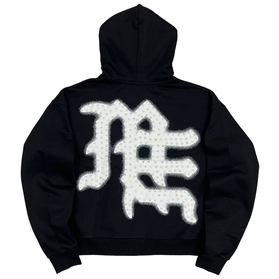 Mixed Emotion Black End Rhinestone Hoodie (Black)