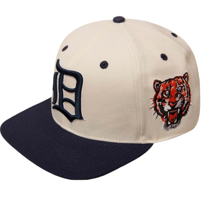 Pro Standard Detroit Tigers Retro Classic Logo Snapback Hat (Cream/Navy)