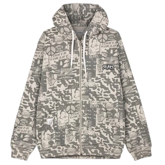 GRMY Peace Within All Over Print Regular Zip Hoodie (Light Grey) GCH623