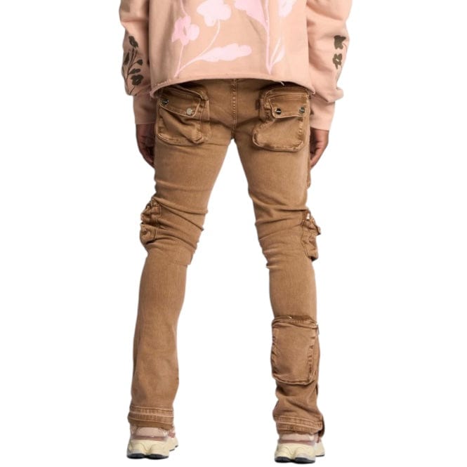 Pheelings "Journey To Greatness" Cargo Flare Stacked Denim (Brown)