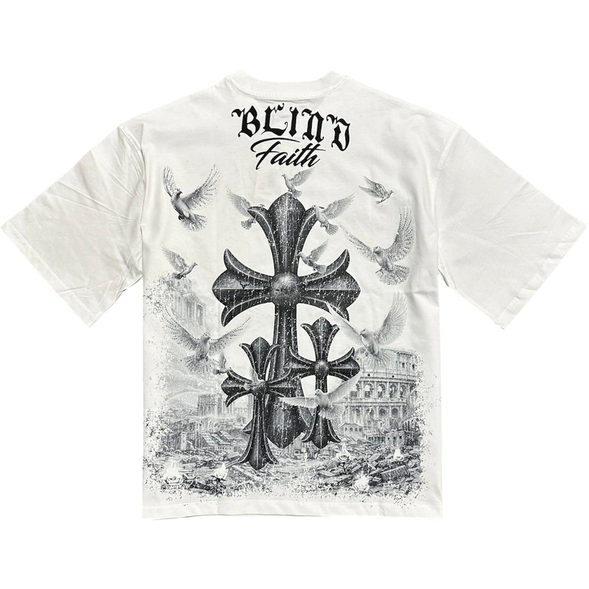 Roku Studio Blind Faith Boxy Rhinestone Tee (White) RK1482119-WHT