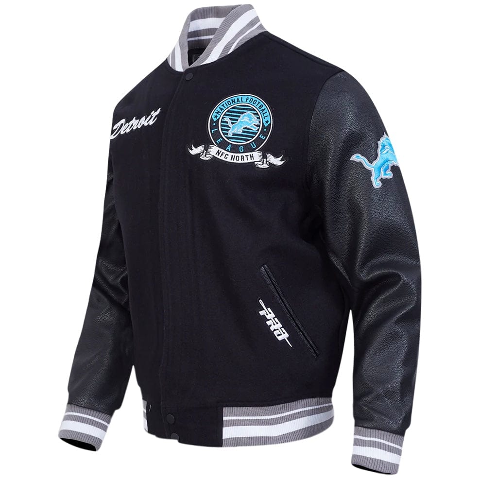 Pro Standard NFL Detroit Lions Team Badge Men's Varsity Jacket (Black/Gray)