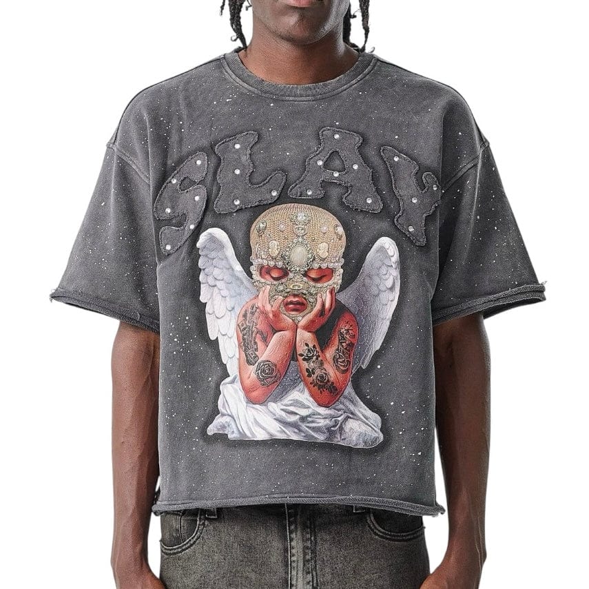Taker Digital Puff Print Cropped T Shirt (Gray) T5205