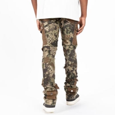 Pheelings "My Pleasure" Cargo Flare Stack Denim (Camo/Brown)