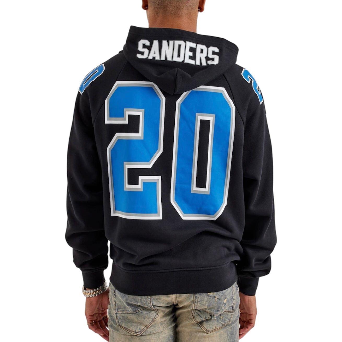 Mitchell & Ness NFL Lions Maxxed Out Raglan Barry Sanders Hoodie (Black)
