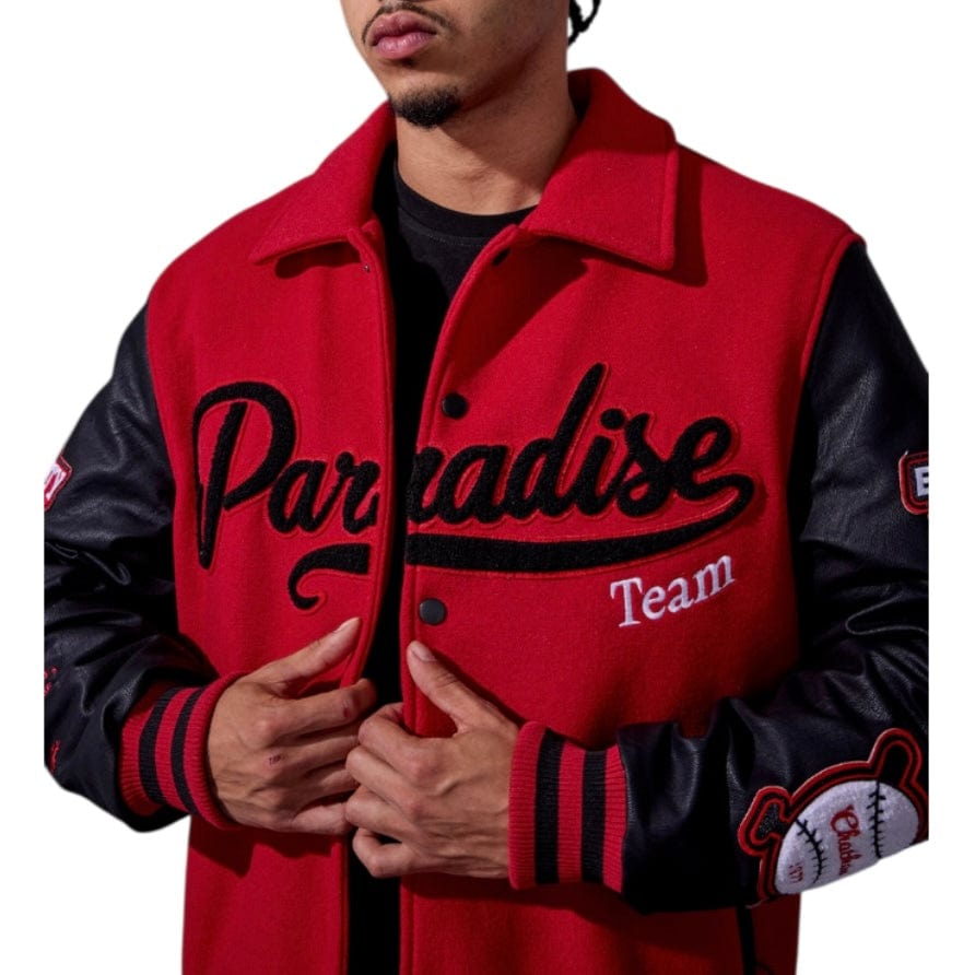 See You In Paradise Team Varsity Jacket (Red) 91700