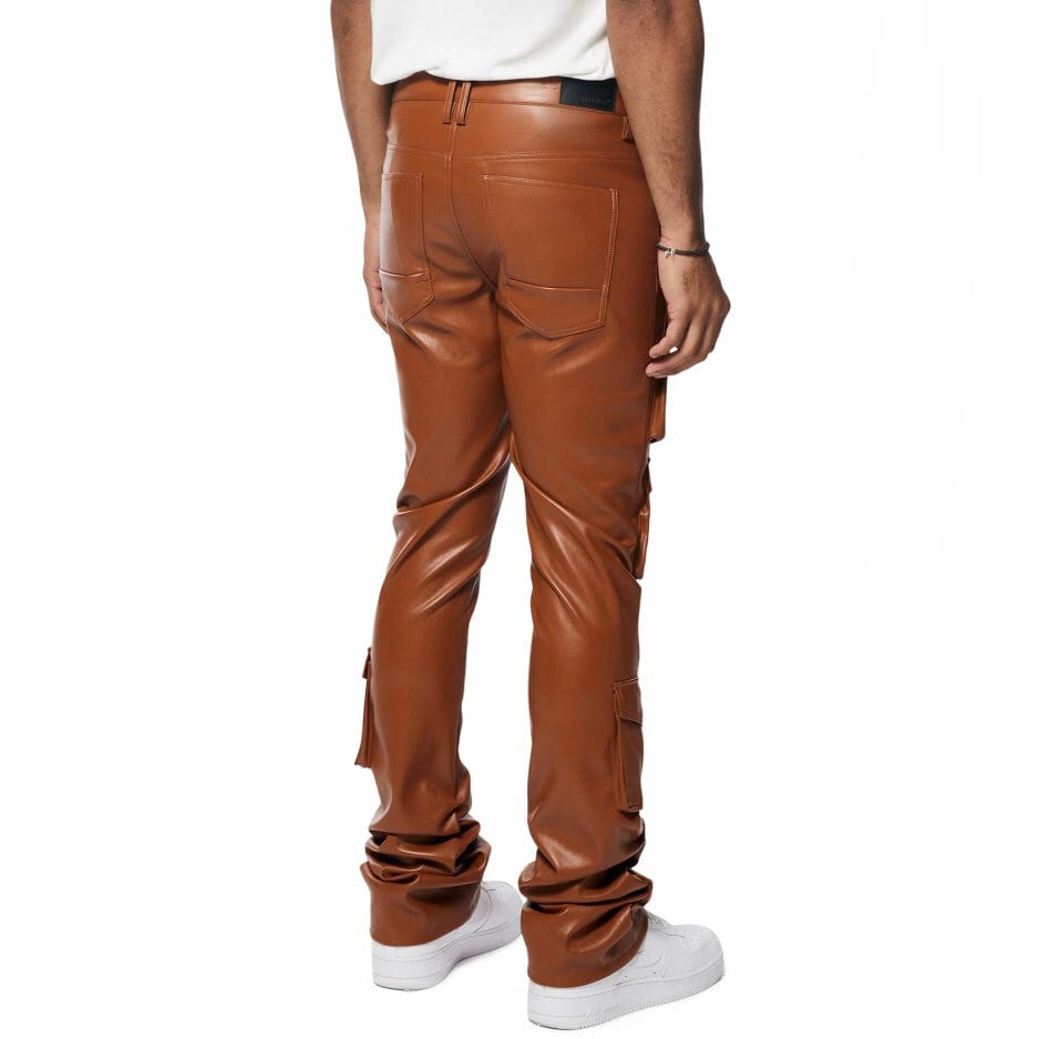 Smoke Rise Vegan Leather Stacked Utility Pants (Cognac) WP23685