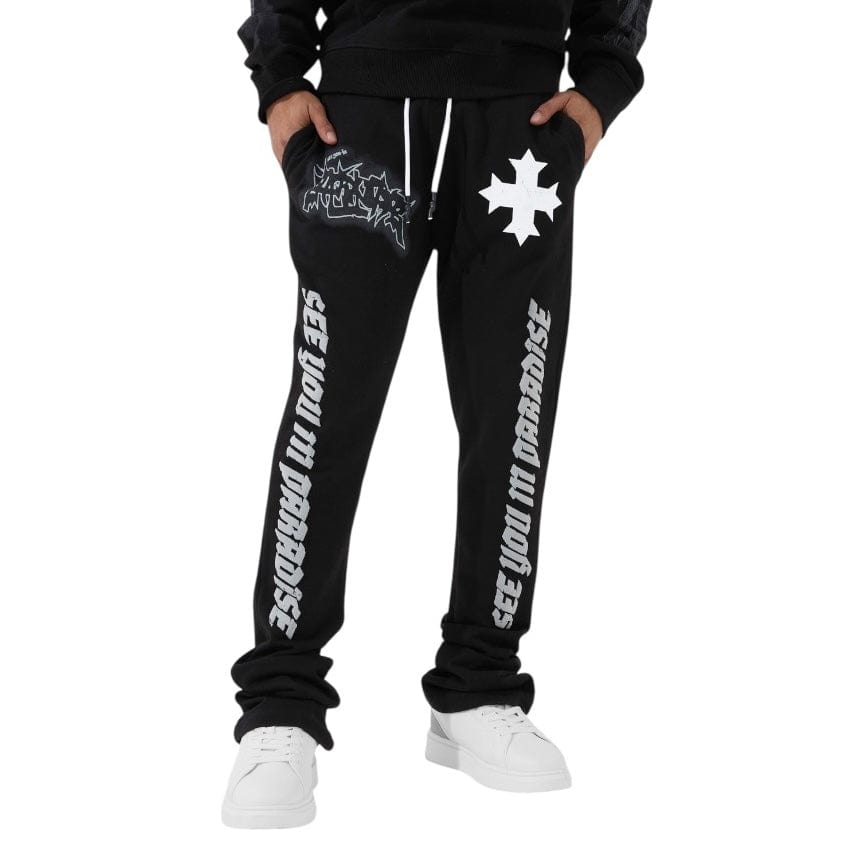 See You In Paradise The Reaper Stacked Sweatpants (Jet Black) 8641L