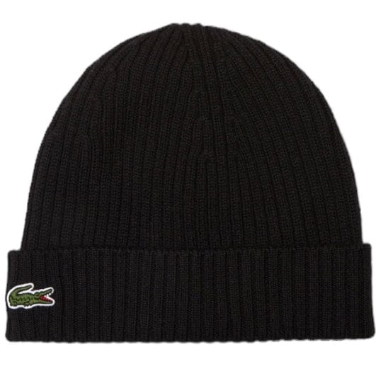 Lacoste Unisex Ribbed Wool Beanie (Black) RB0001-51