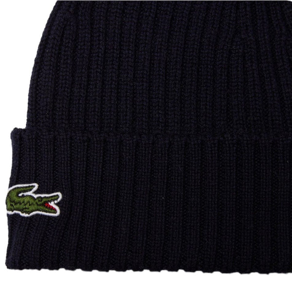 Lacoste Unisex Ribbed Wool Beanie (Navy Blue) RB0001-51