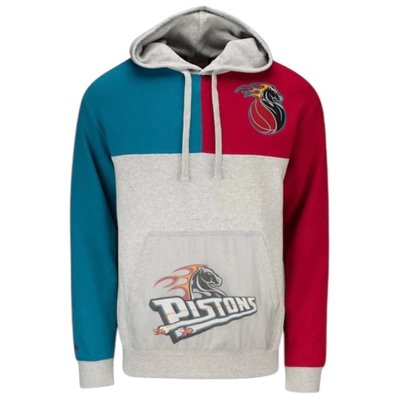 Mitchell & Ness Detroit Pistons Tie Breaker Fleece Hoodie (Teal/Red/Grey)