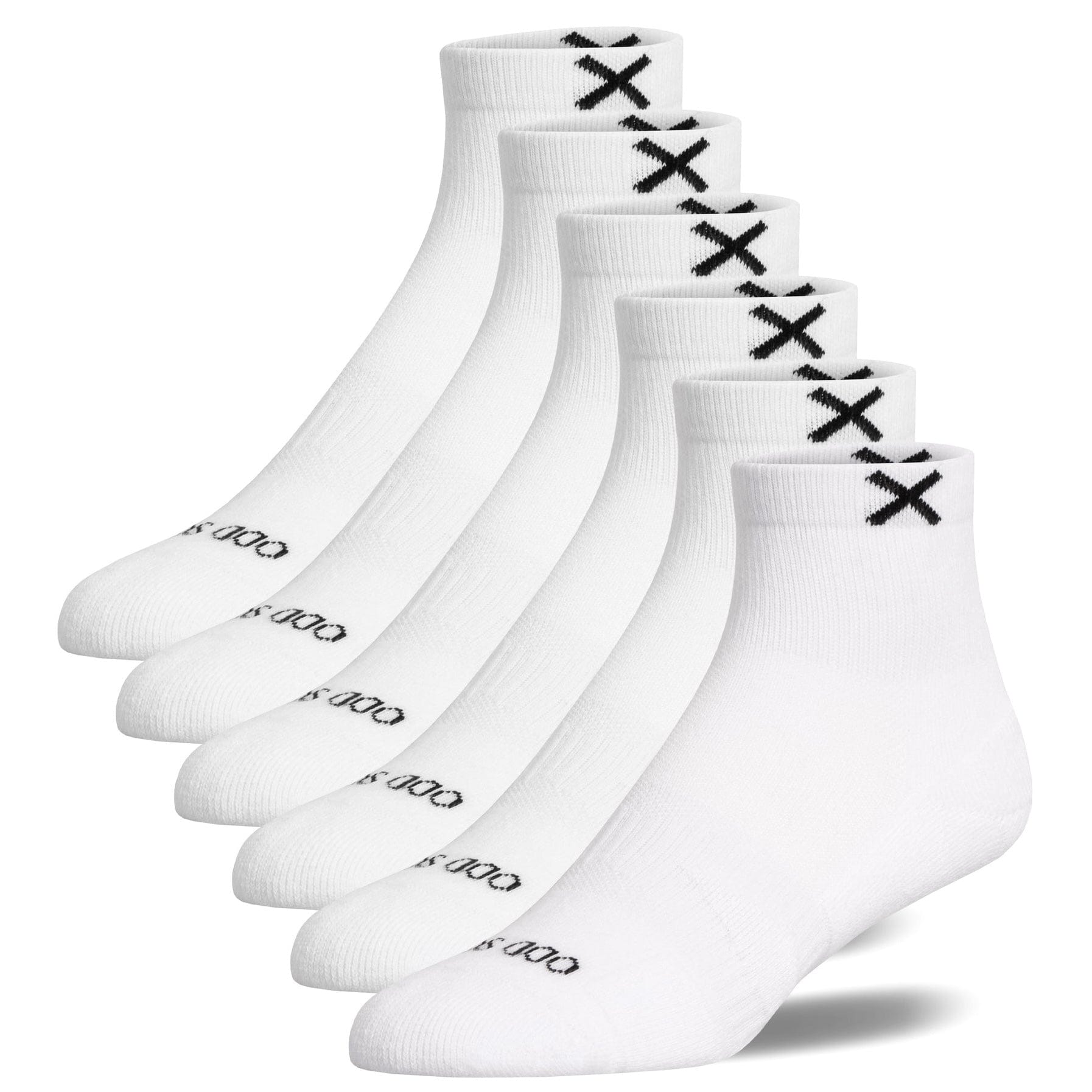 Odd Sox Basix Quarter Socks (White) 6-Pack