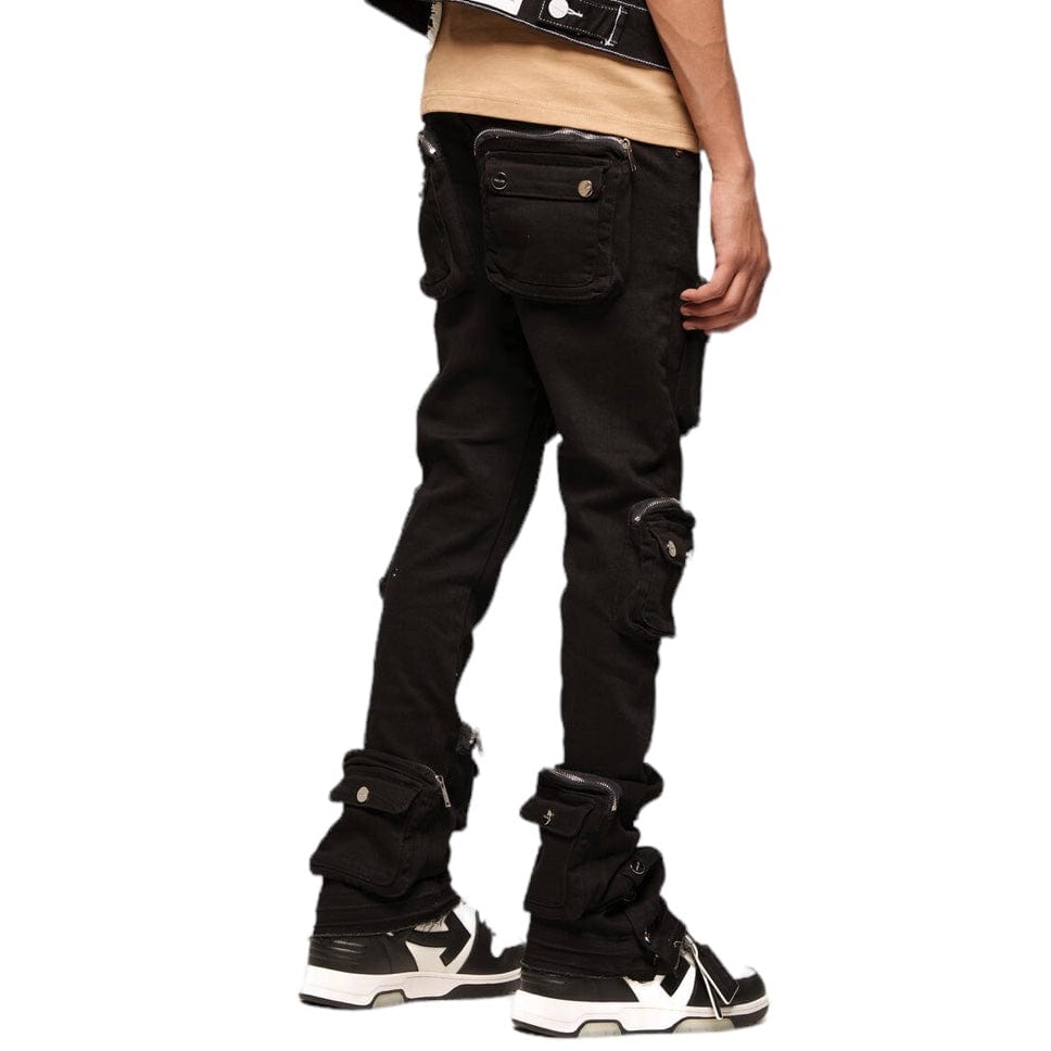 Pheelings "Journey To Greatness" Cargo Flare Stacked Denim (Jet Black)