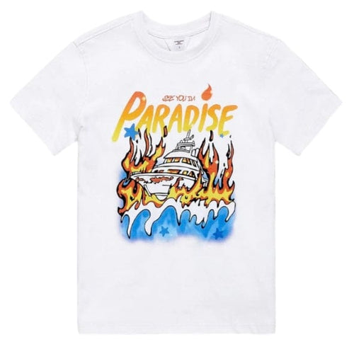 Boys Jordan Craig Burn The Boats T Shirt (White) 9202AB