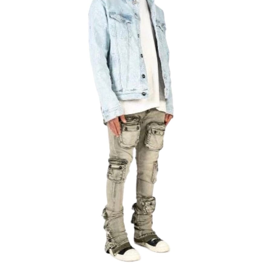 Pheelings "Journey To Greatness" Cargo Flare Stack Denim (Olive/Sand)